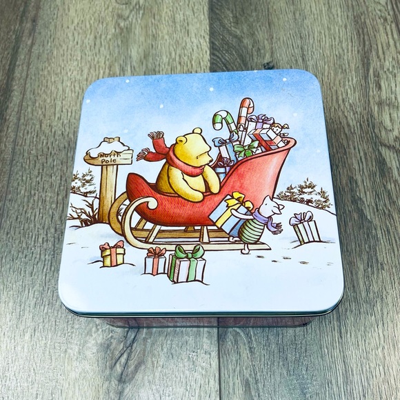 New Winnie The Poo 3 Piece Tin Box Set Christmas Holiday Disney - Picture 11 of 16